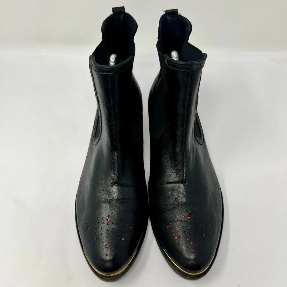 VICTIM&CO Boots Mens 5.5 Womens 7.5 Black Gold Leather Ankle Streetwear Designer